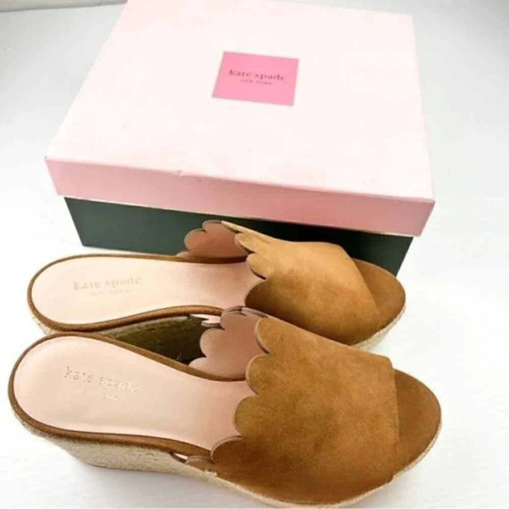 Kate Spade New York Brown Leather Tabby Sandal Espadrille women's size 10